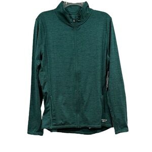 Reebok Women Performance Workout Full Zip Jacket Slim Fit Armholes Green Size XL